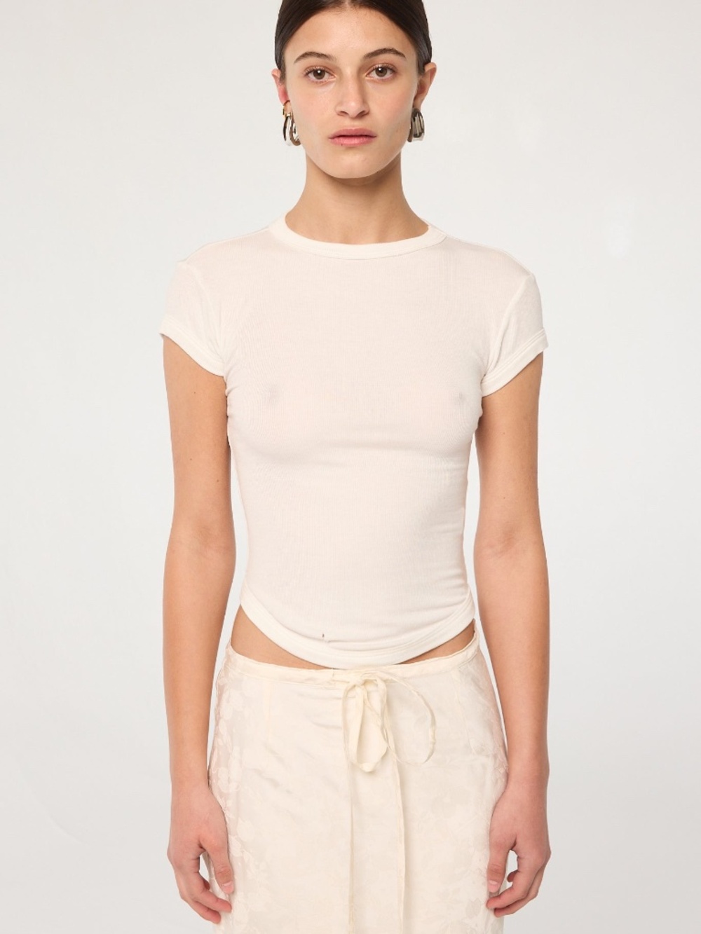 Line by K Lavi White Baby Cap Sleeve T-Shirt